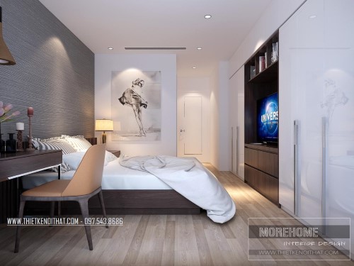 Thiết kế nội thất phòng ngủ chung cư nhỏ đẹp tiện nghi hiện đại